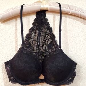 PINK VICTORIA SECRET BLACK LACE RACERBACK BRA 34B